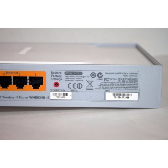 Netgear RangeMax WNR834B 270 Mbps 4-Port 10/100 Wireless N Router WNR834B-100NAS - Picture 8 of 10